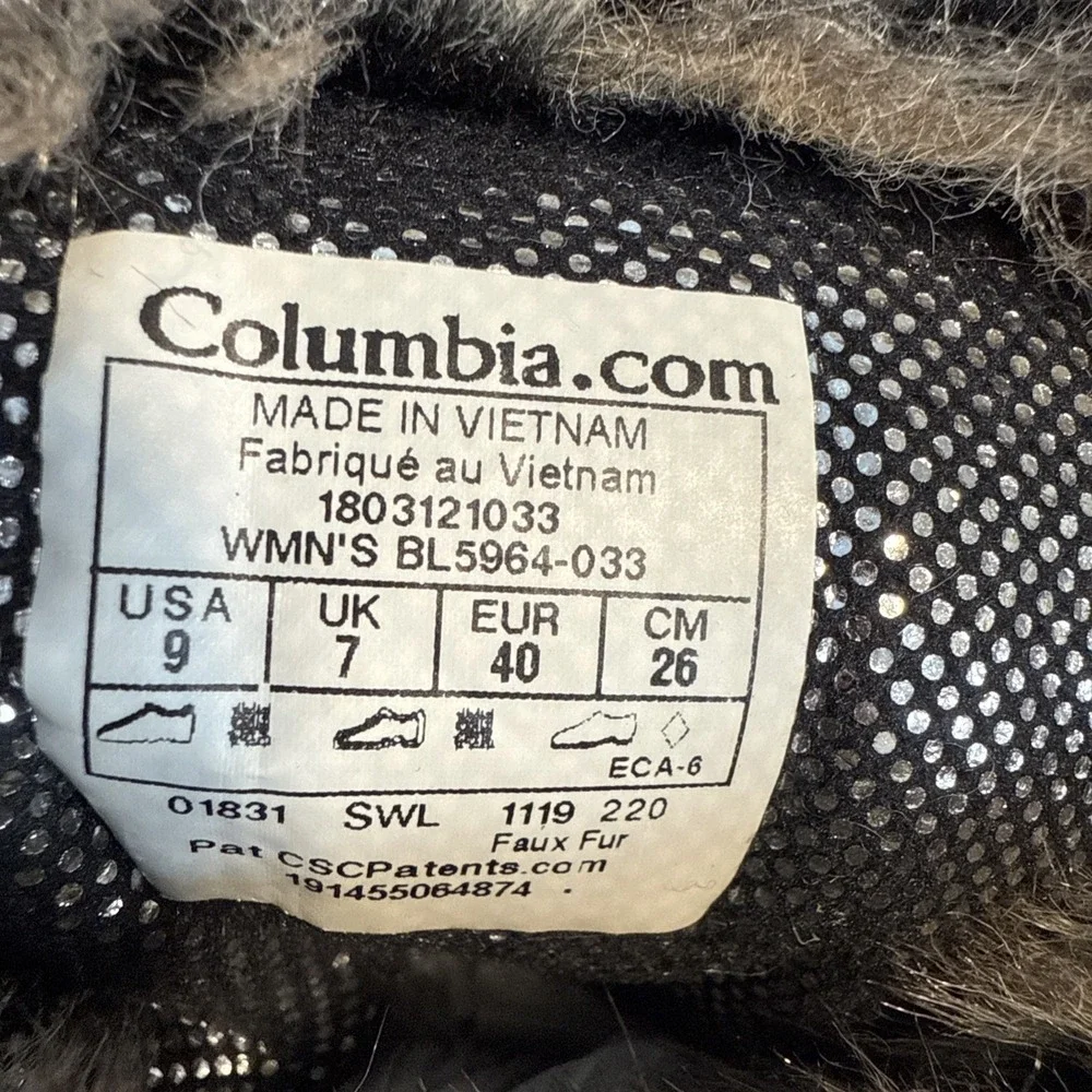 Columbia Women's Minx Mid III Black Boots Waterproof Sz 9 Winter Snow Omni- Grip